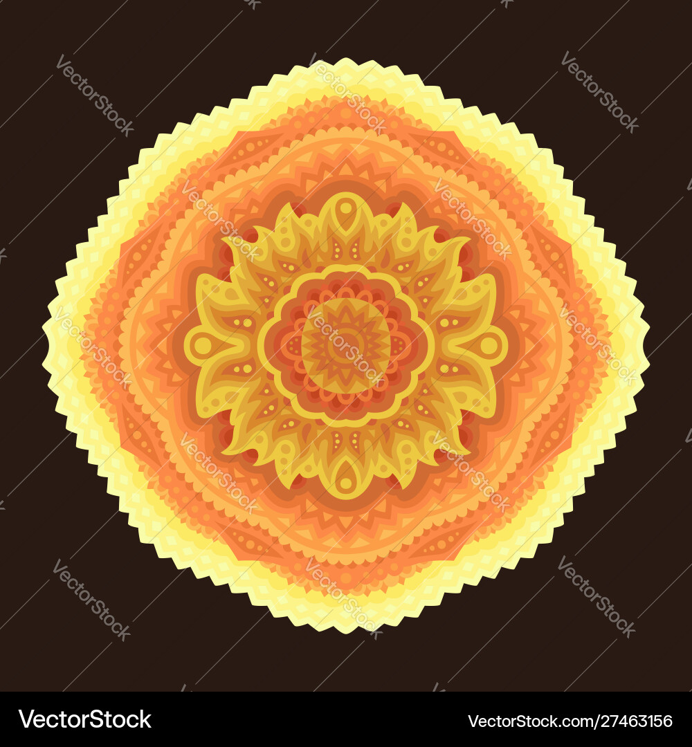 Sunny art with round pattern on dark background Vector Image