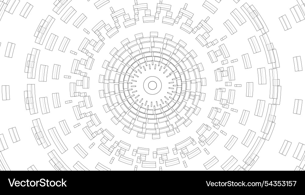 3d circular pattern style wireframe model vector image