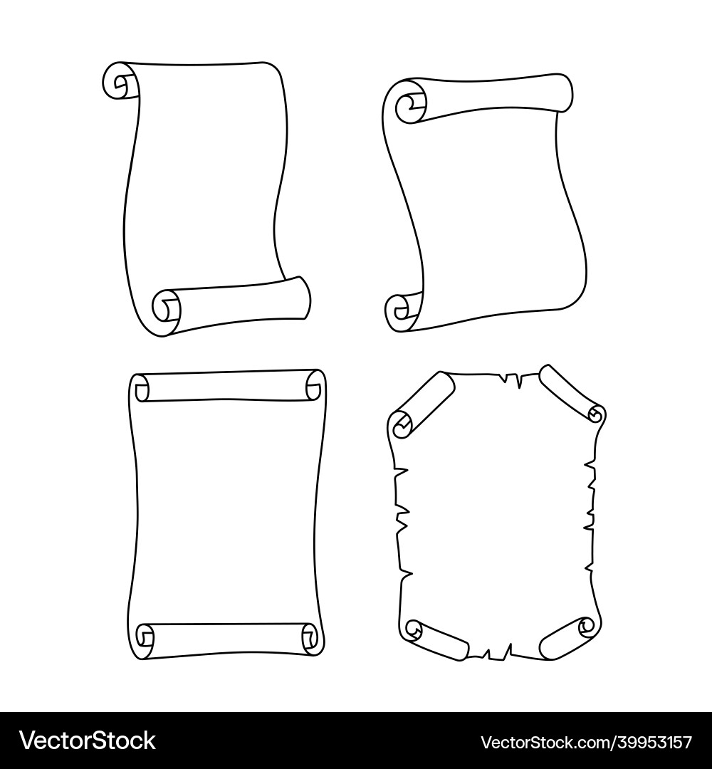 Ancient empty scroll icon a set of outline Ancient empty scroll icon a set of outline vector image