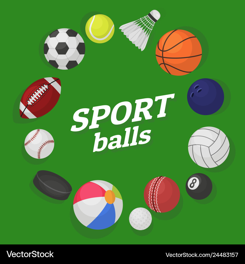 Ball games sports equipment collection balls Ball games sports equipment collection balls vector image