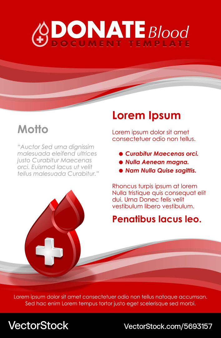Blood Donation Document Template Royalty Free Vector Image