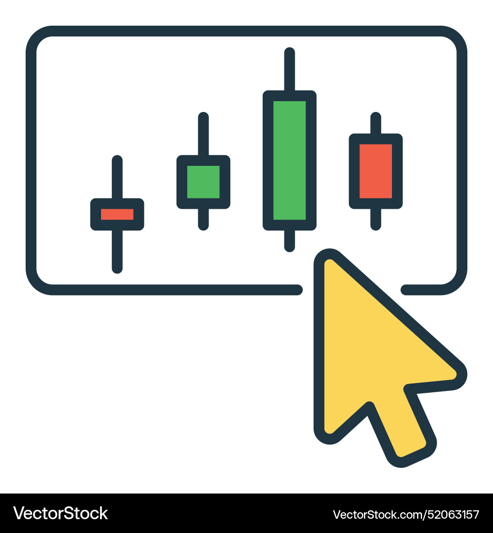 Candlestick chart with mouse cursor colored icon Vector Image