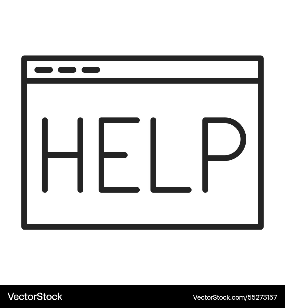 Computer window with a word help isolated Computer window with a word help isolated vector image