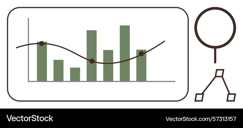 Data analytics visualization with bar graph line Data analytics visualization with bar graph line vector image