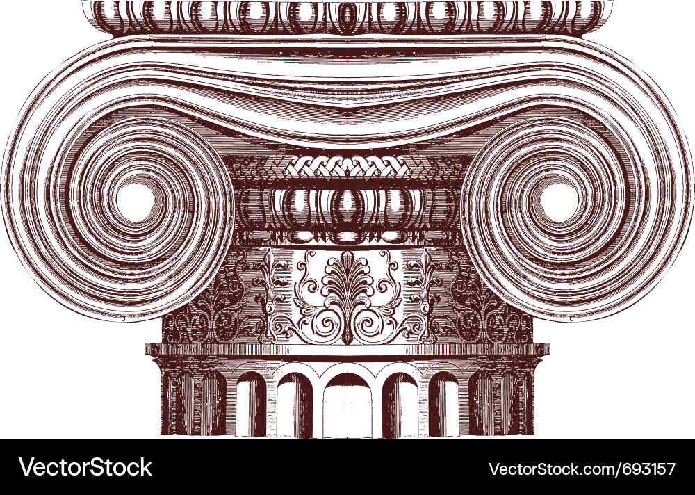 Detailed Ionic Column Sketch vector image