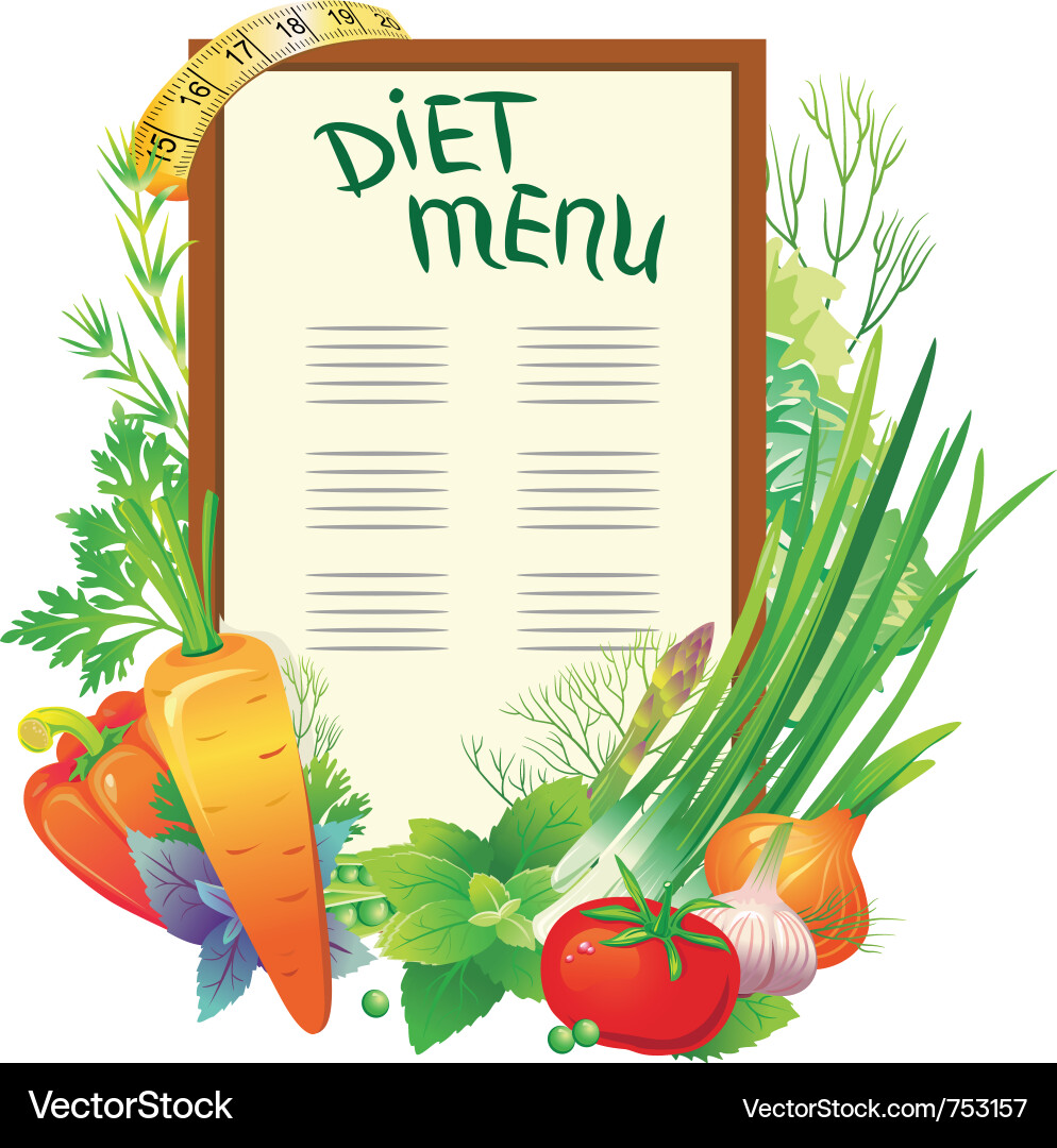 Diet menu with a group of vegetables Vector Image