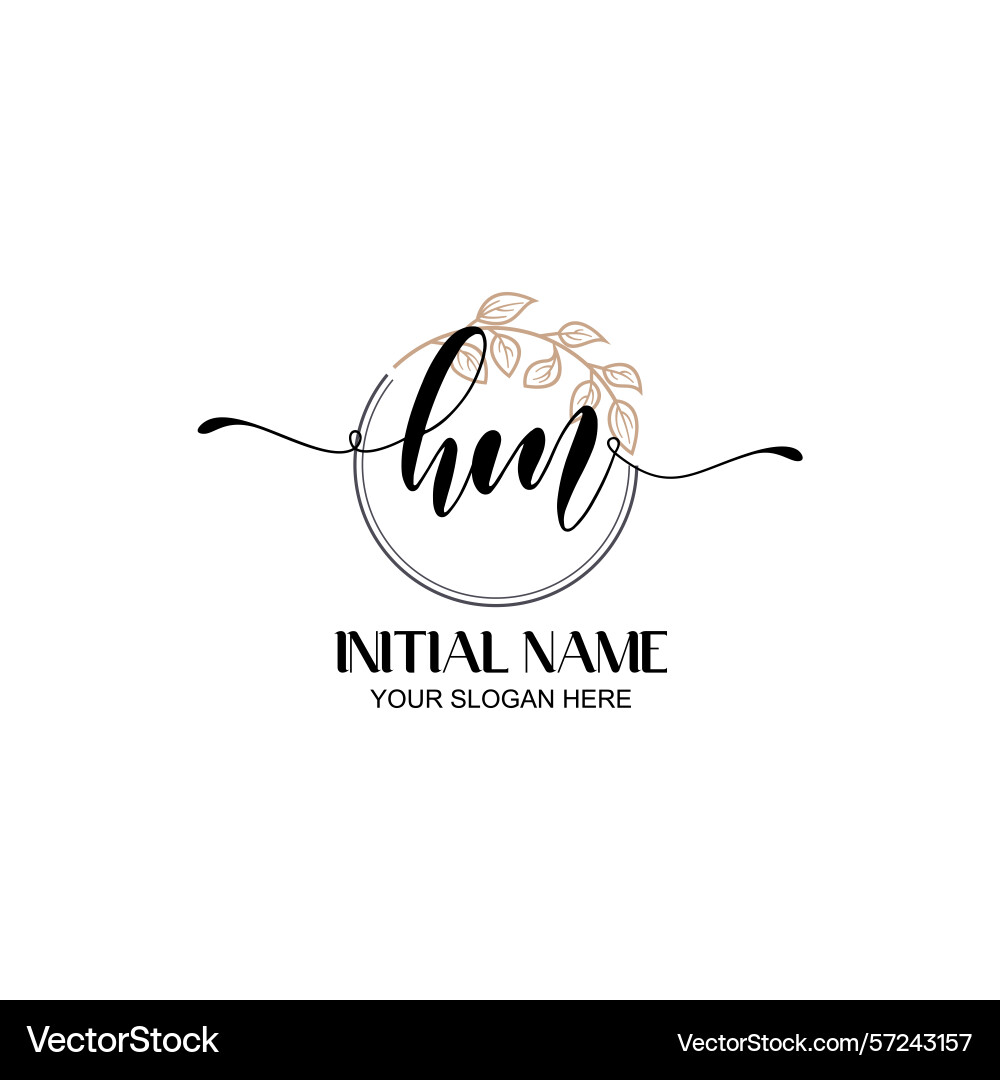 Elegant hm initial logo design with botanical Elegant hm initial logo design with botanical Vector Image