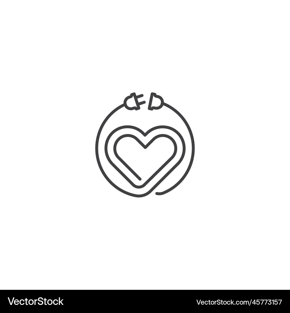 Heart with electric plug charge energy outline Heart with electric plug charge energy outline Vector Image