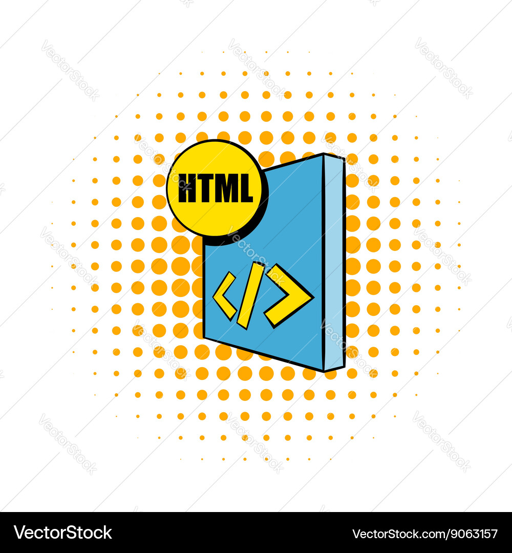 Html file icon in comics style vector image
