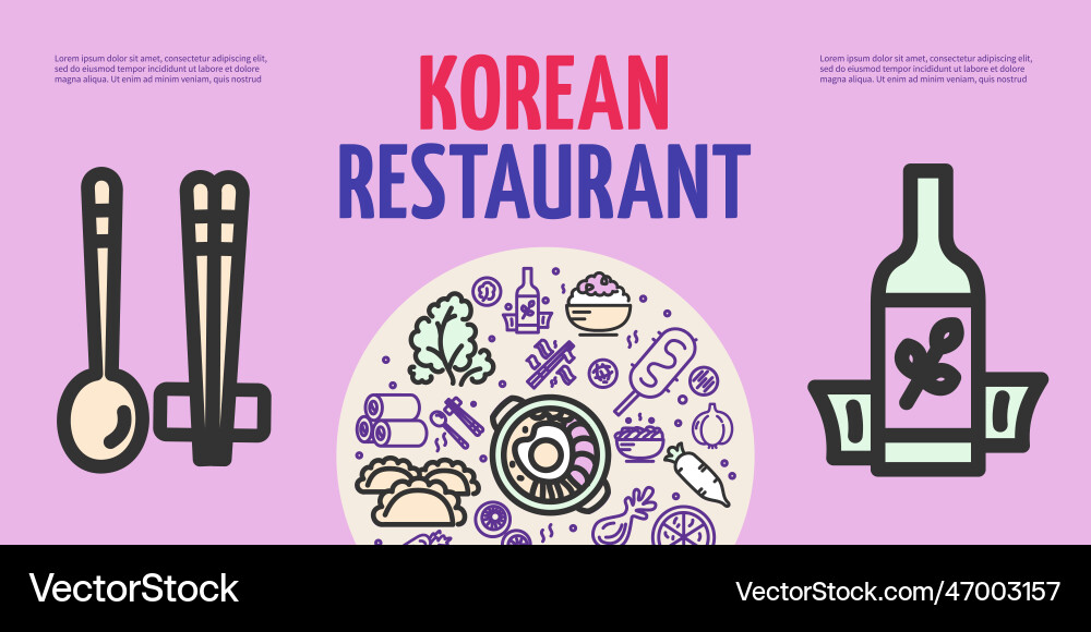 Korean food restaurant placard poster banner card vector image