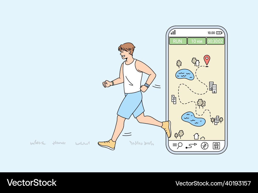 Man Using Smartphone for Run vector image