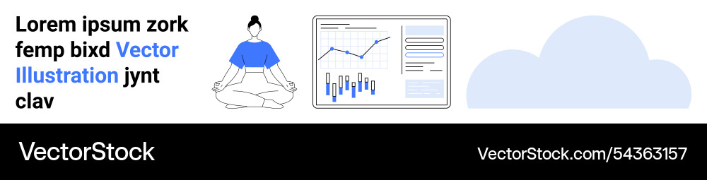 Meditation data analytics dashboard and cloud Vector Image