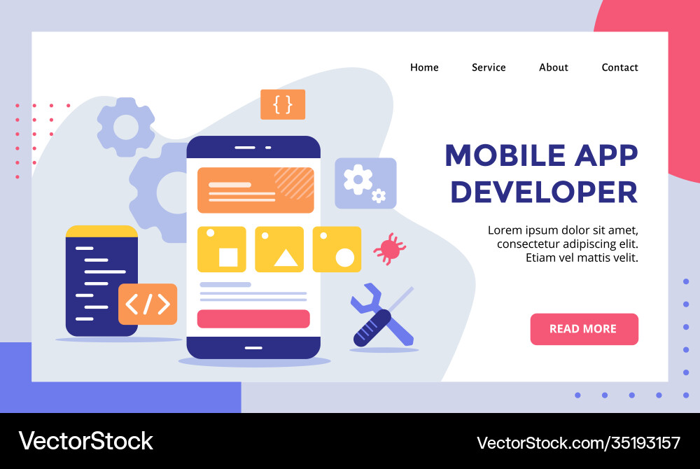Mobile app developer wireframe on display Mobile app developer wireframe on display vector image