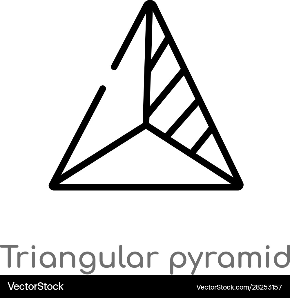 Outline triangular pyramid volumetrical shape Outline triangular pyramid volumetrical shape vector image
