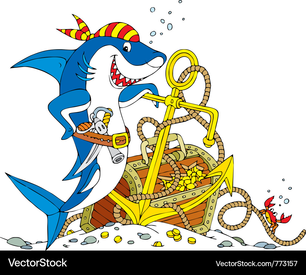 Pirate Shark Adventure Vector Image