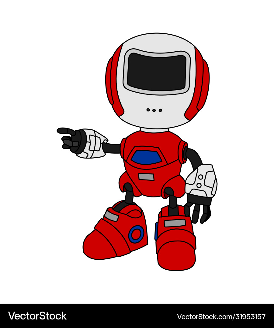 Robot points to side something vector image