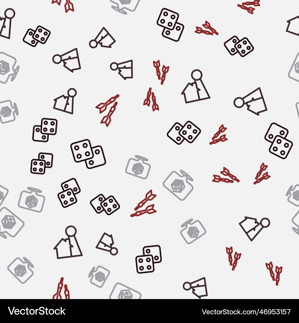 Set line game dice chip for board and dart vector image
