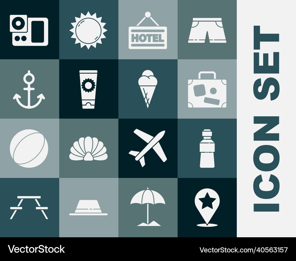 Set map pointer with star bottle of water Vector Image