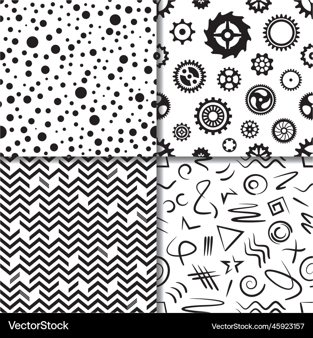 Simple abstract black seamless pattern set Simple abstract black seamless pattern set vector image
