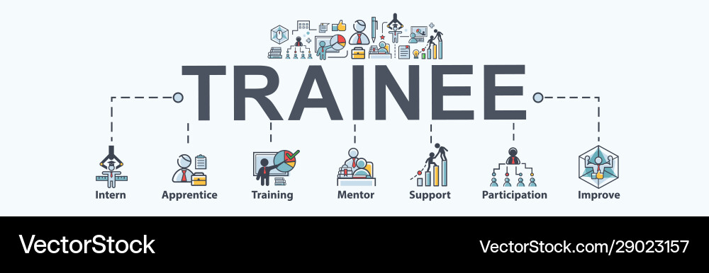 Trainee banner web icon for business working vector image