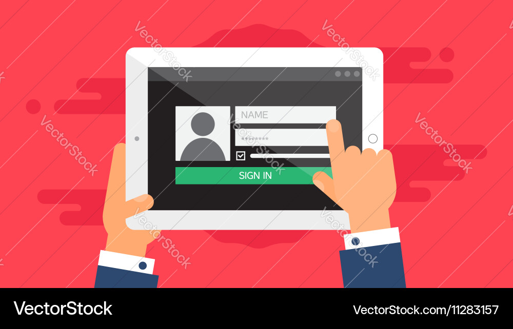 Web template of tablet login form vector image
