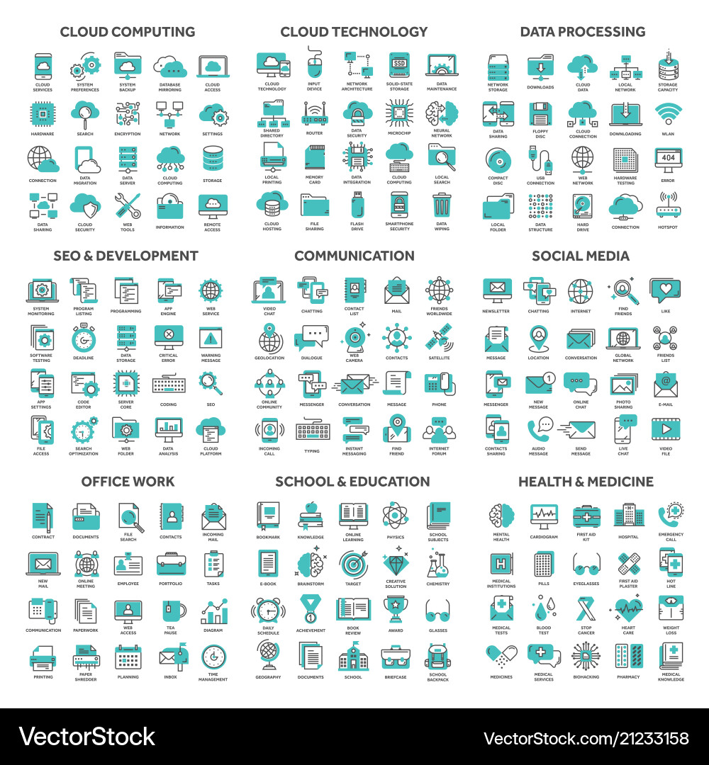 Cloud Data & Technology Icons vector image