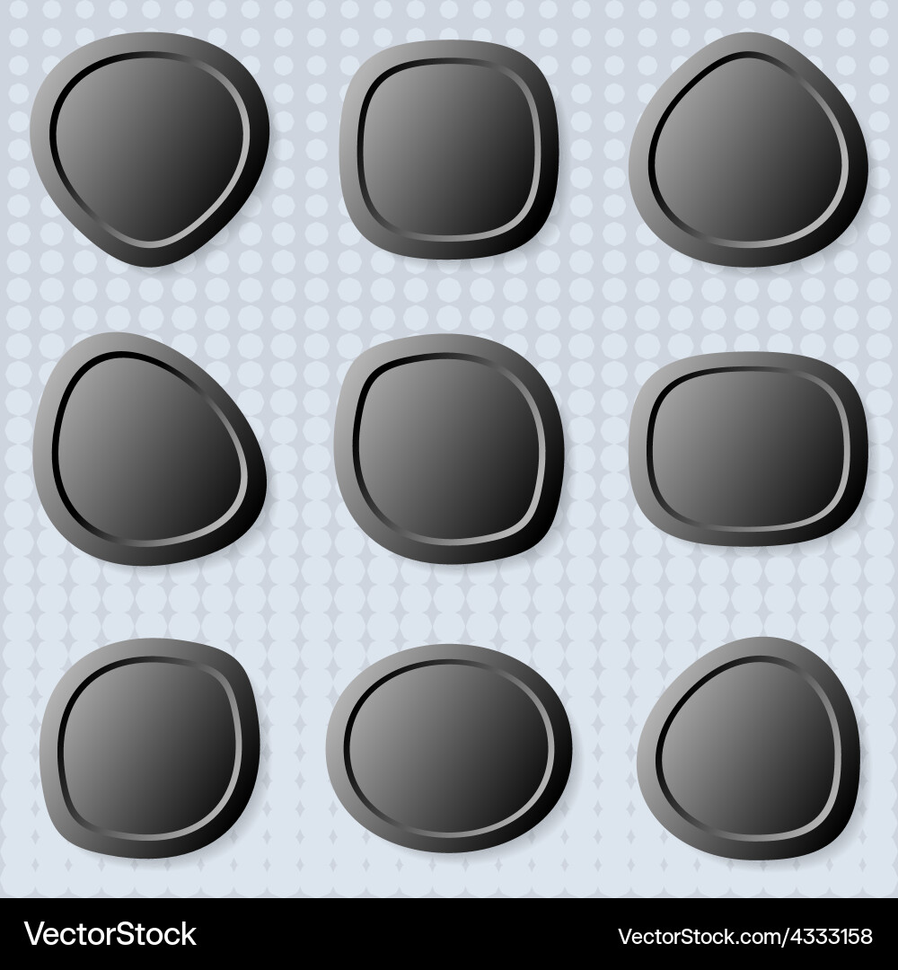 Dark Round Buttons with Shadows Vector Image