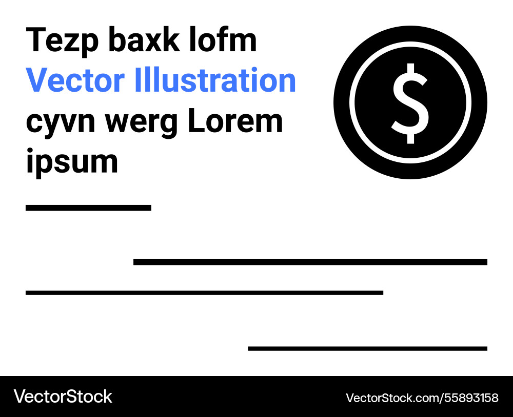 Dollar coin symbol with placeholder text Vector Image