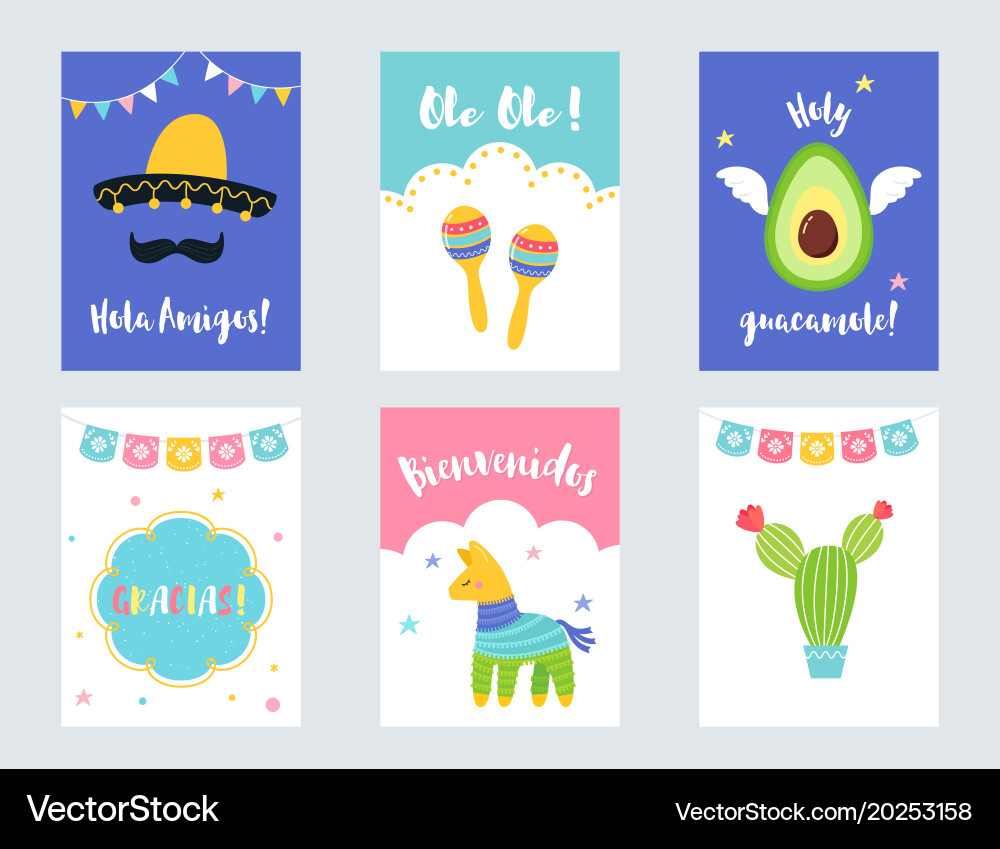 Fiesta mexican party invitations and cards Vector Image fiesta-mexican-party-invitations-and-cards-vector-image