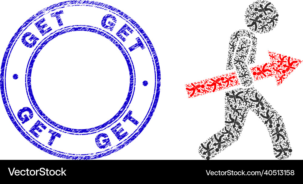 Grunge get badge and arrow robber recursion mosaic Grunge get badge and arrow robber recursion mosaic vector image