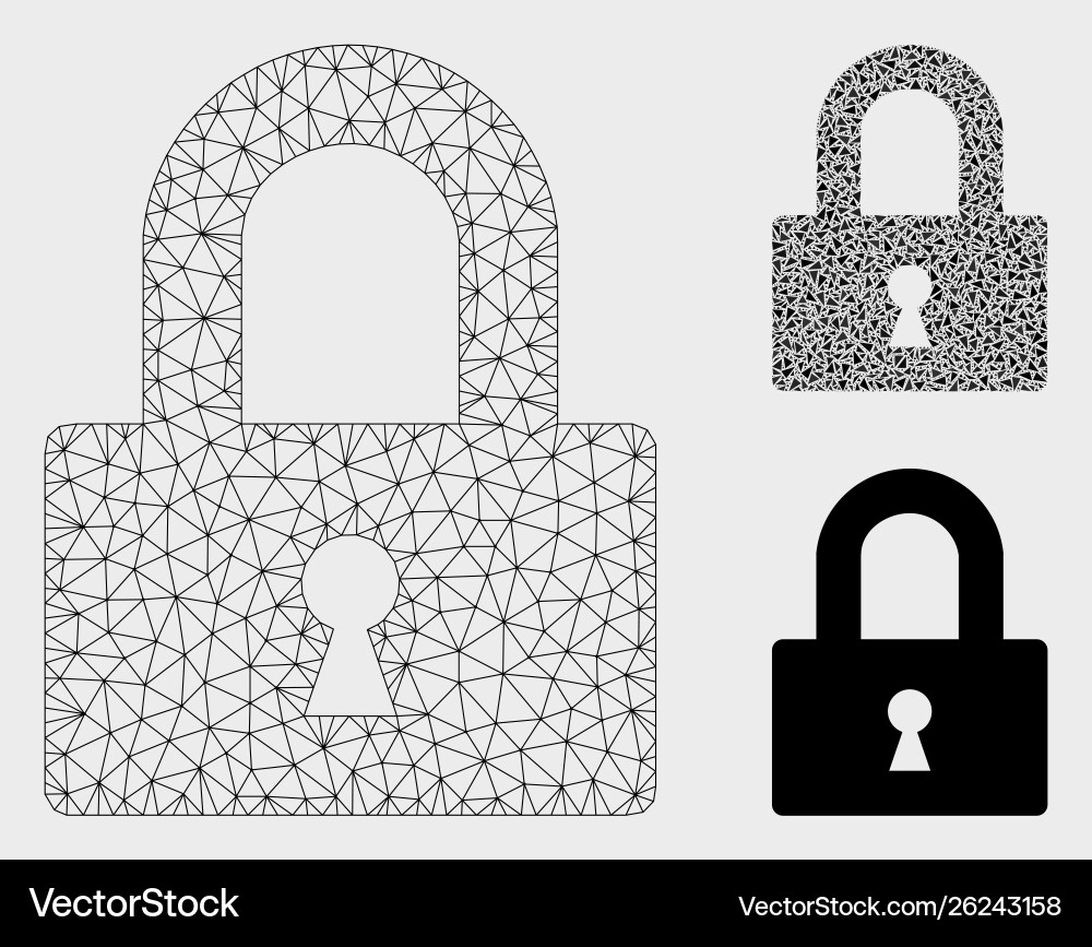 Lock mesh wire frame model and triangle Lock mesh wire frame model and triangle vector image
