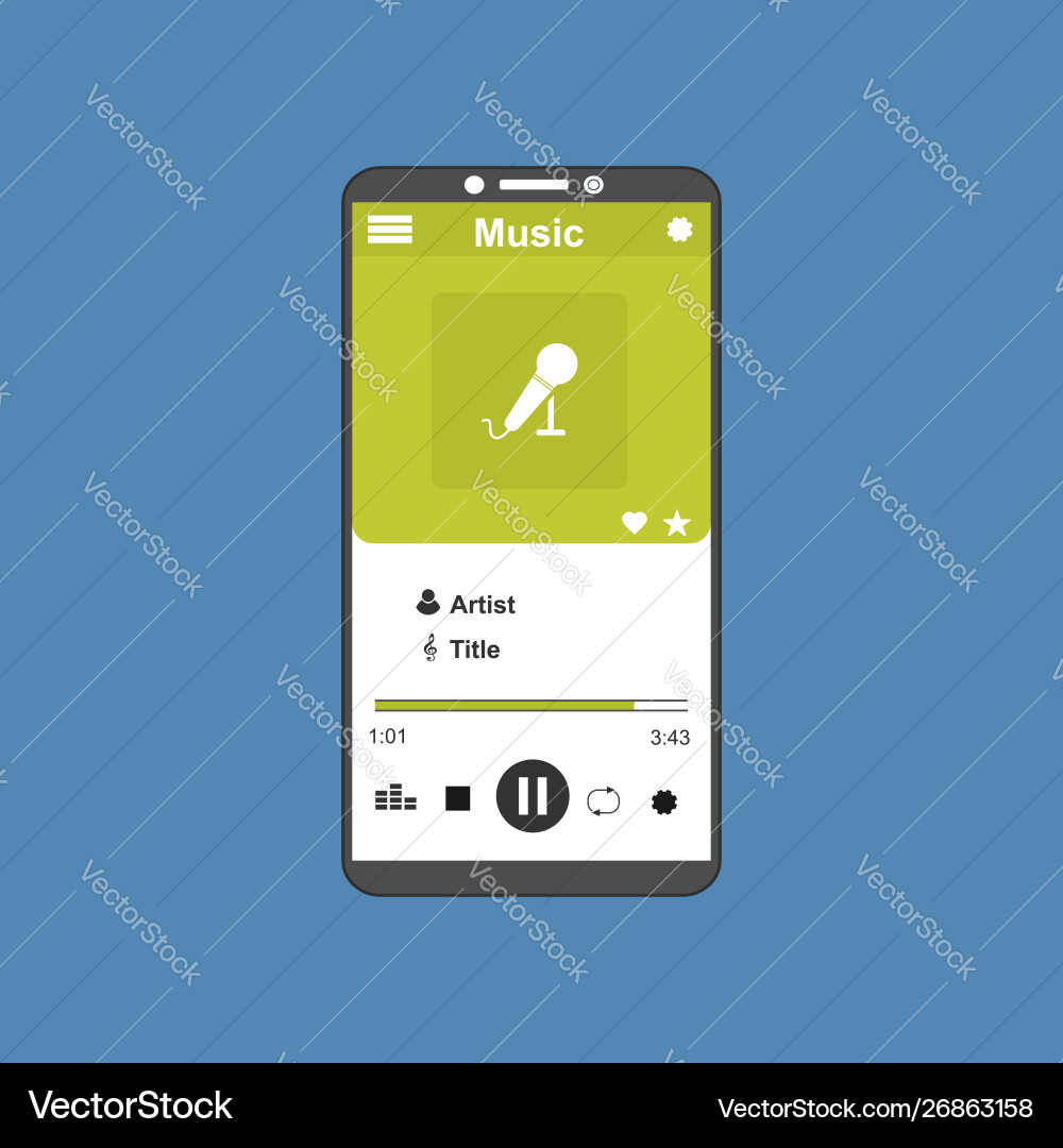 Media player application app template with flat Vector Image