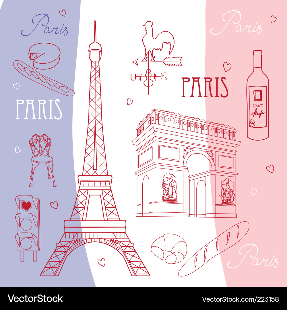 Paris Icons Vector Image