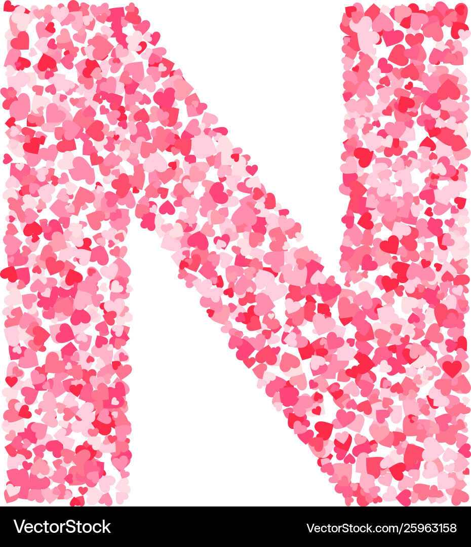 Pink red valentines day heartshapes font letter n Pink red valentines day heartshapes font letter n vector image