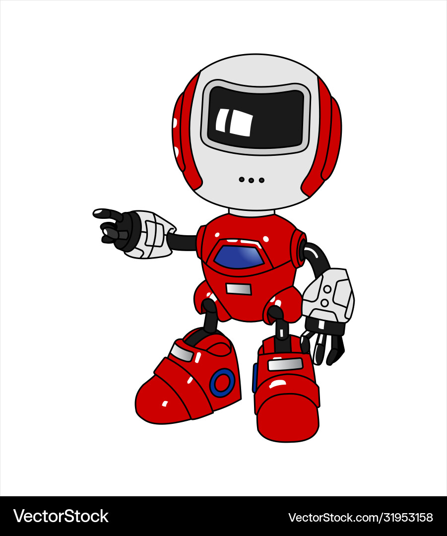 Robot points to side something Robot points to side something vector image