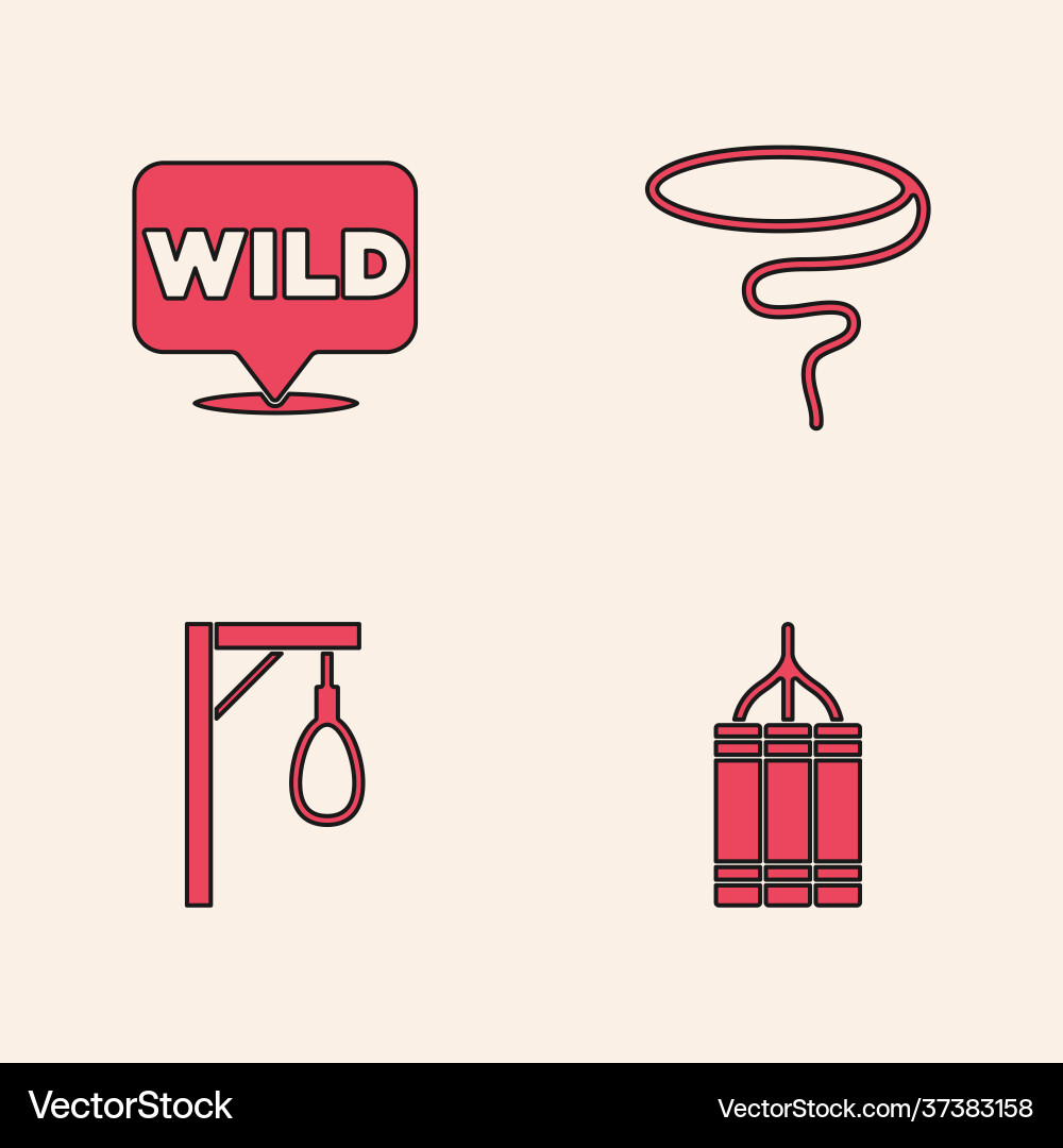 Set dynamite bomb pointer to wild west lasso Set dynamite bomb pointer to wild west lasso vector image