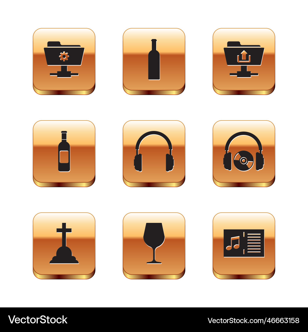 Set ftp settings folder tombstone with cross Set ftp settings folder tombstone with cross Vector Image