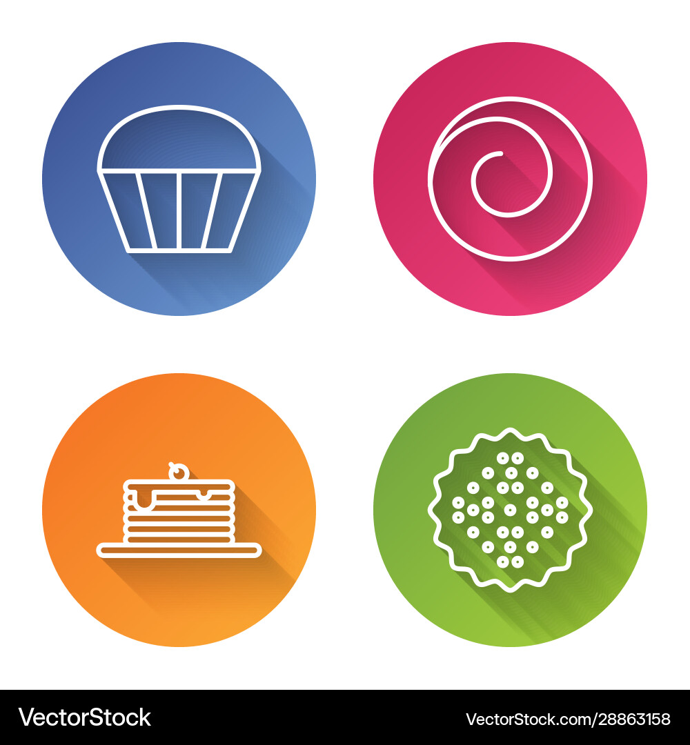 Set line muffin roll bun with cinnamon stack Set line muffin roll bun with cinnamon stack vector image