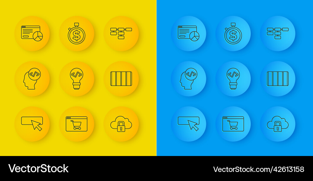 Set line ui or ux design front end development Set line ui or ux design front end development vector image