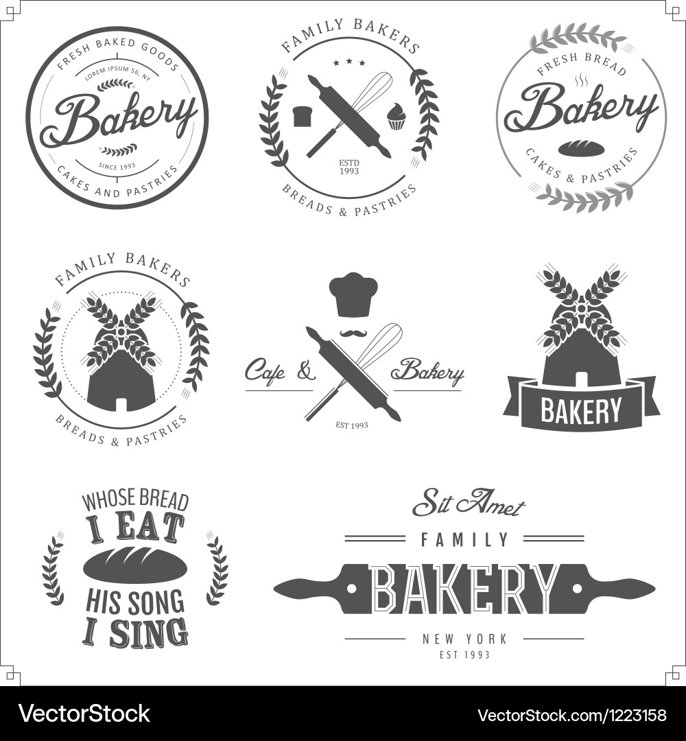 Set of bakery labels badges and design elements vector image