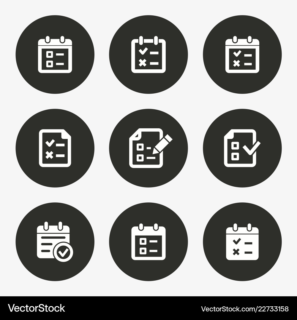 Survey icon set round button Survey icon set round button vector image
