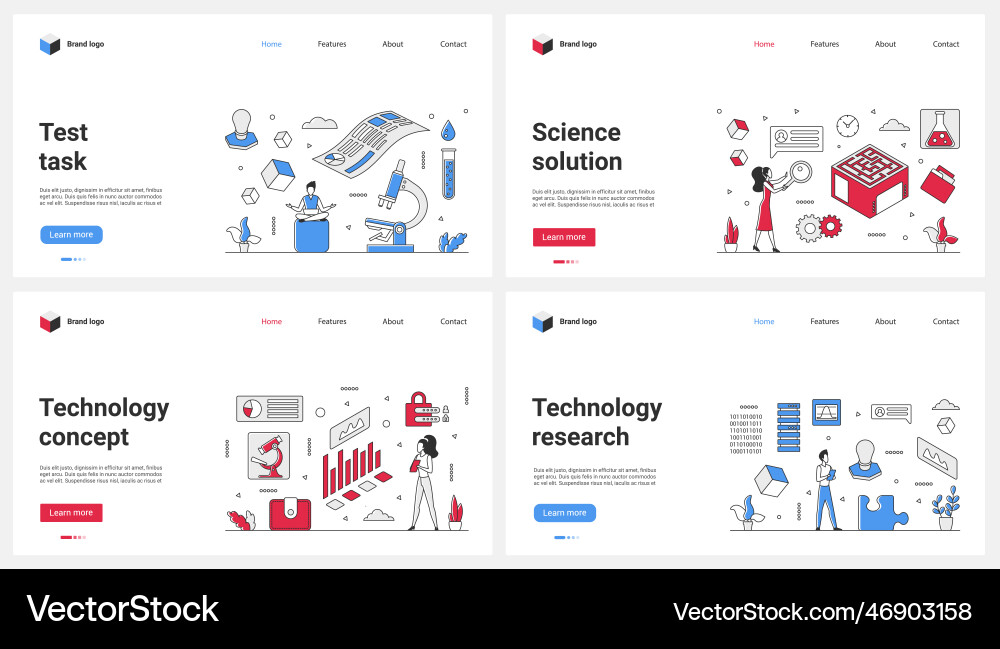 Testing and research task science technology set vector image