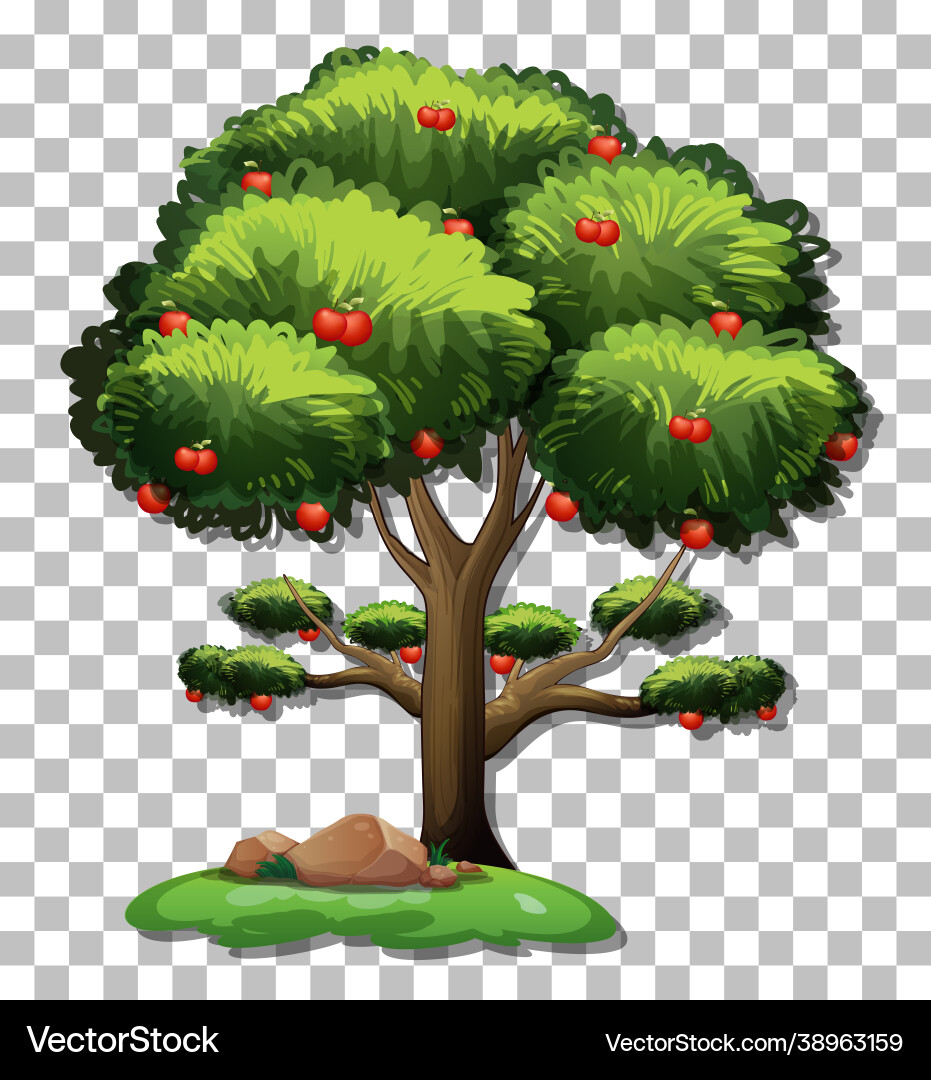 Apple tree on transparent background Royalty Free Vector