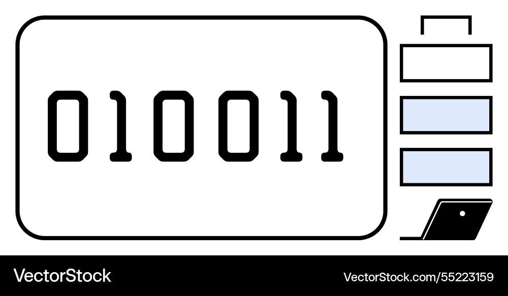 Binary code display with data storage concept Binary code display with data storage concept vector image