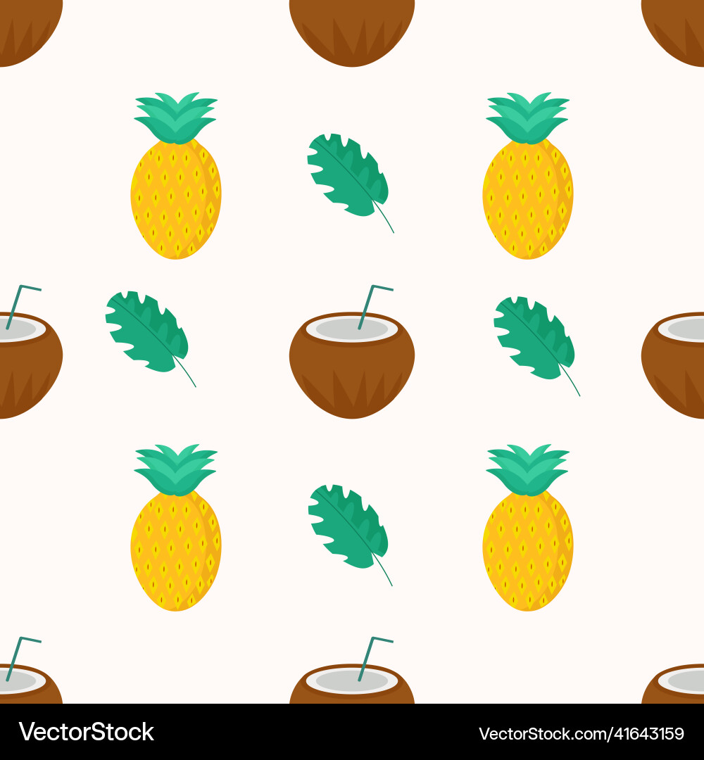 Coconut and pineapple pattern for use in web Coconut and pineapple pattern for use in web vector image