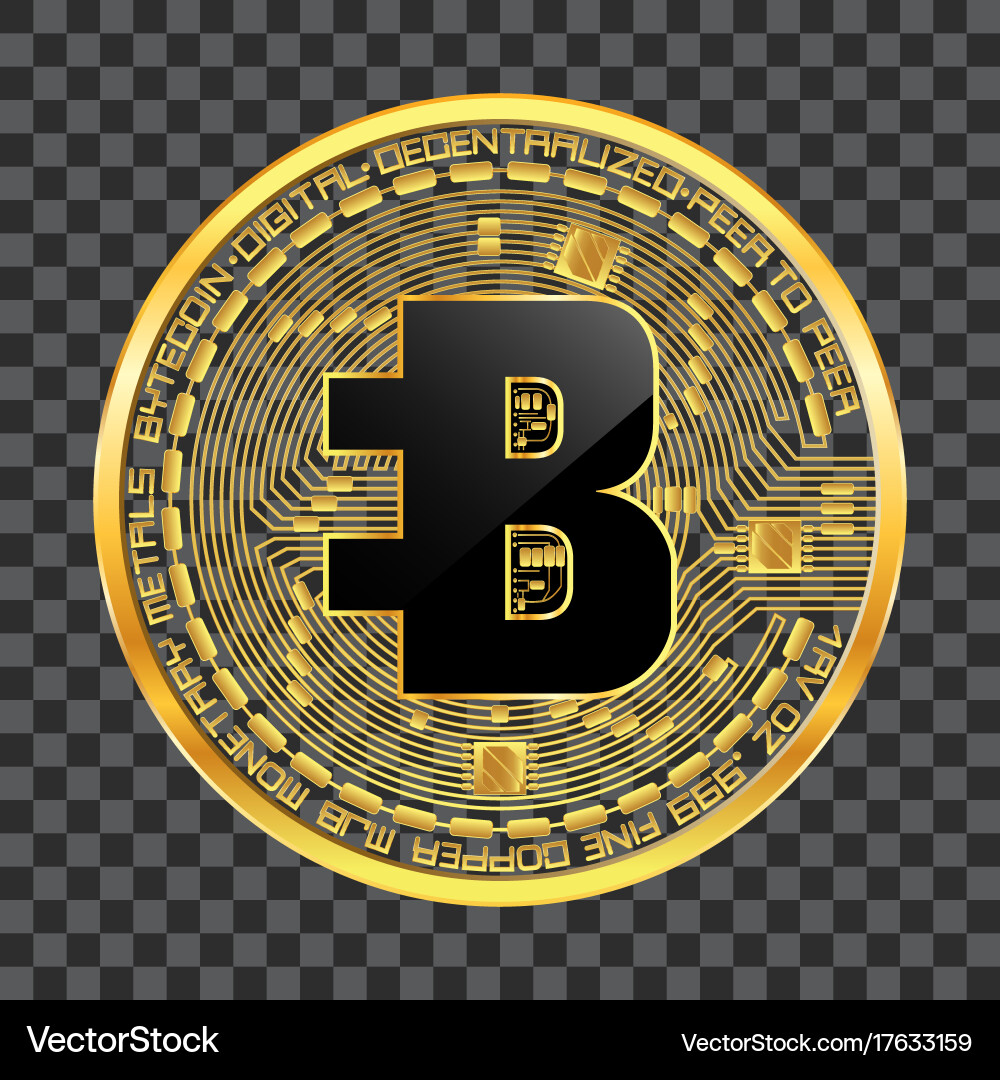 Crypto currency bytecoin golden symbol – Royalty-Free Vector | VectorStock
