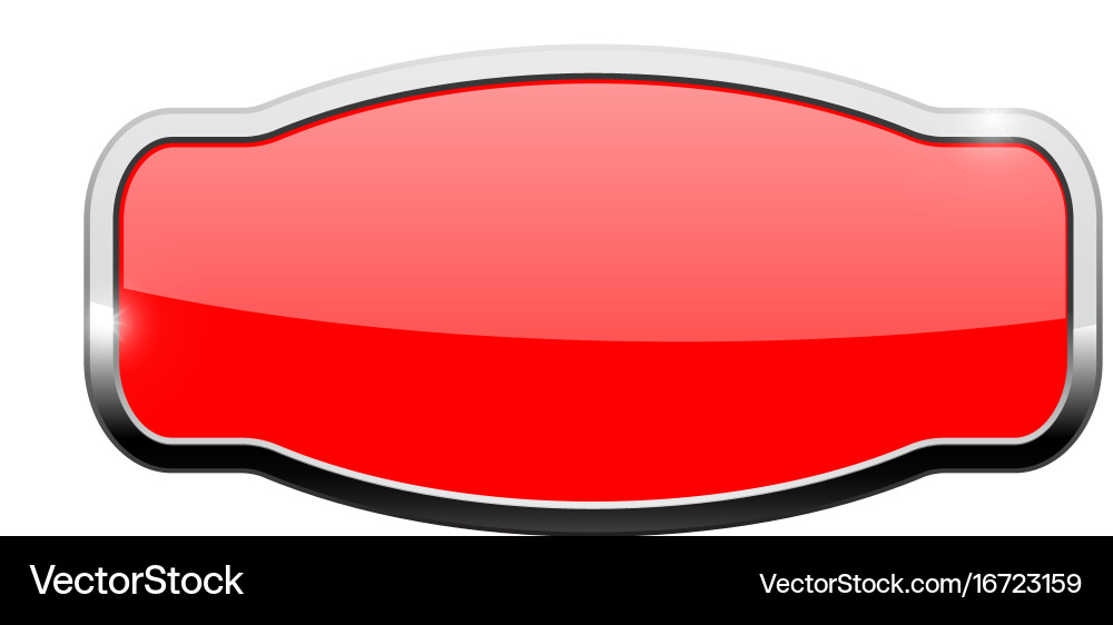 Decorative red button web icon with chrome frame vector image