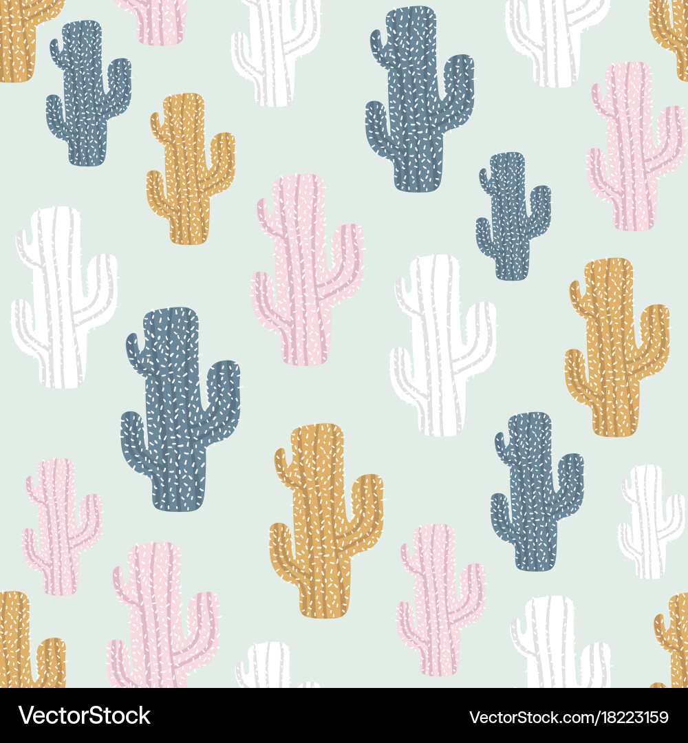 Desert Cacti Pattern vector image