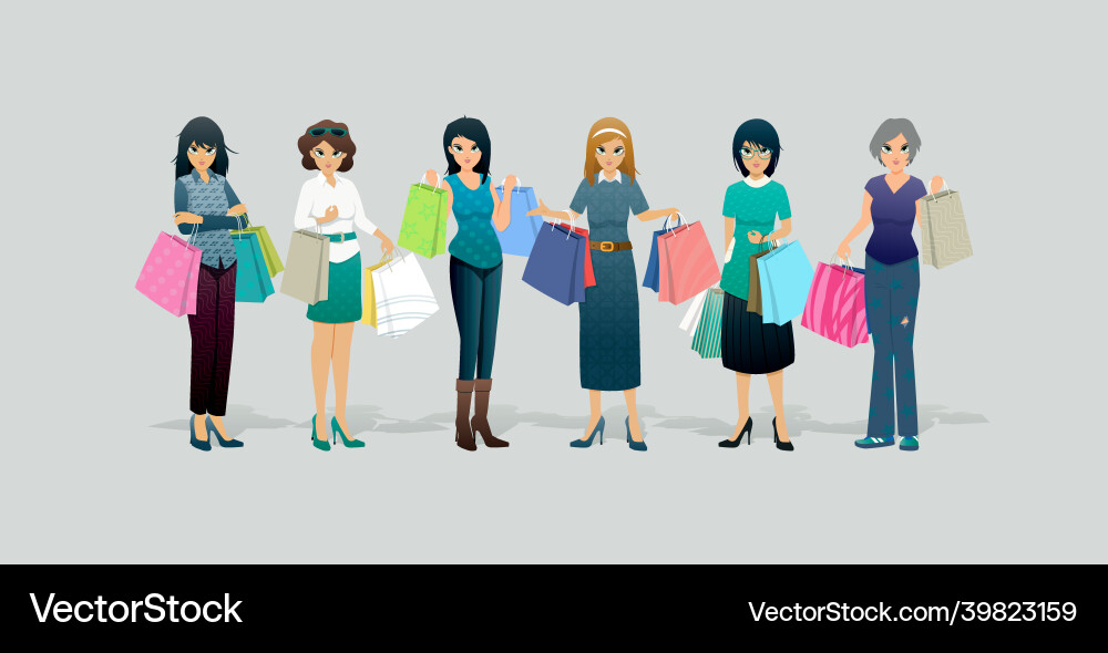 Frauen lieben Einkaufen Frauen lieben Einkaufen vektorbild