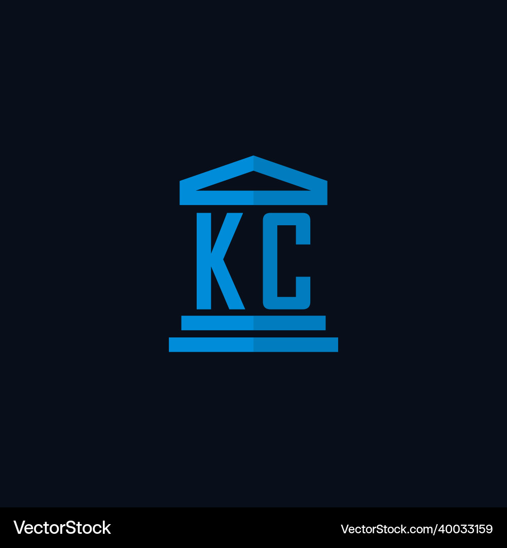 Kc initial logo monogram with simple courthouse Vector Image